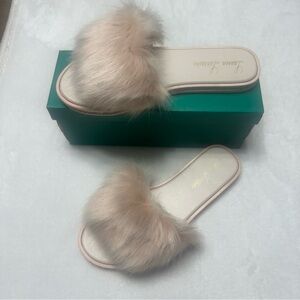 Lauren Lorraine Women's Blush Fur-Trimmed Slippers NWT Size 10